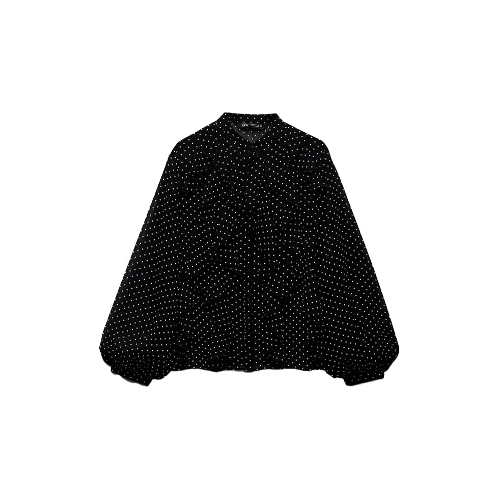 Μαύρο πουκάμισο με πουά μοτίβο 